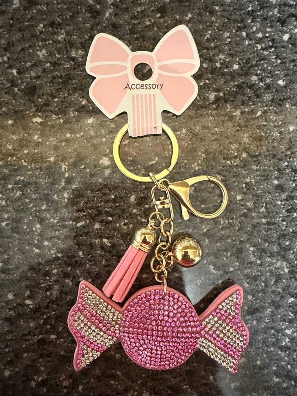 Pink Crystal Candy Charm Keychain